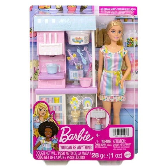 Barbie Other - Barbie Careers Ice Cream Shop Playset with Blonde Doll, Ice Cream Machine New!!